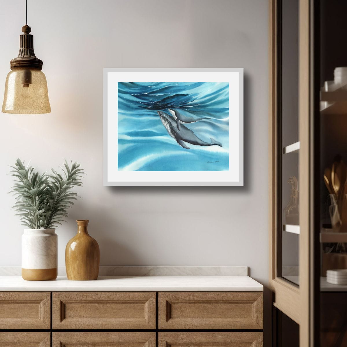 "Upward" (Humpback Whales) Art Print