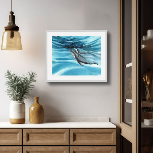 "Upward" (Humpback Whales) Art Print