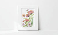 Matted floral artwork on a white background