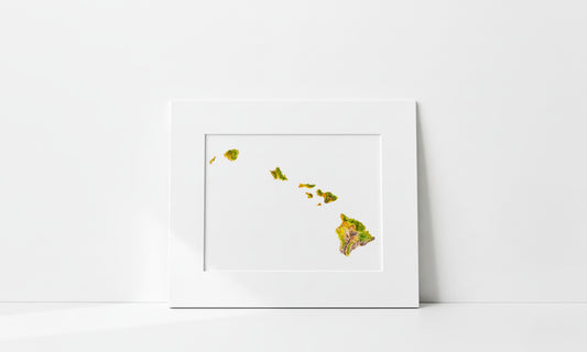 "Hawaiian Islands Map" Art Print