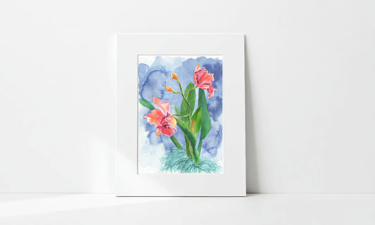 "Coral Cattleyas" Art Print