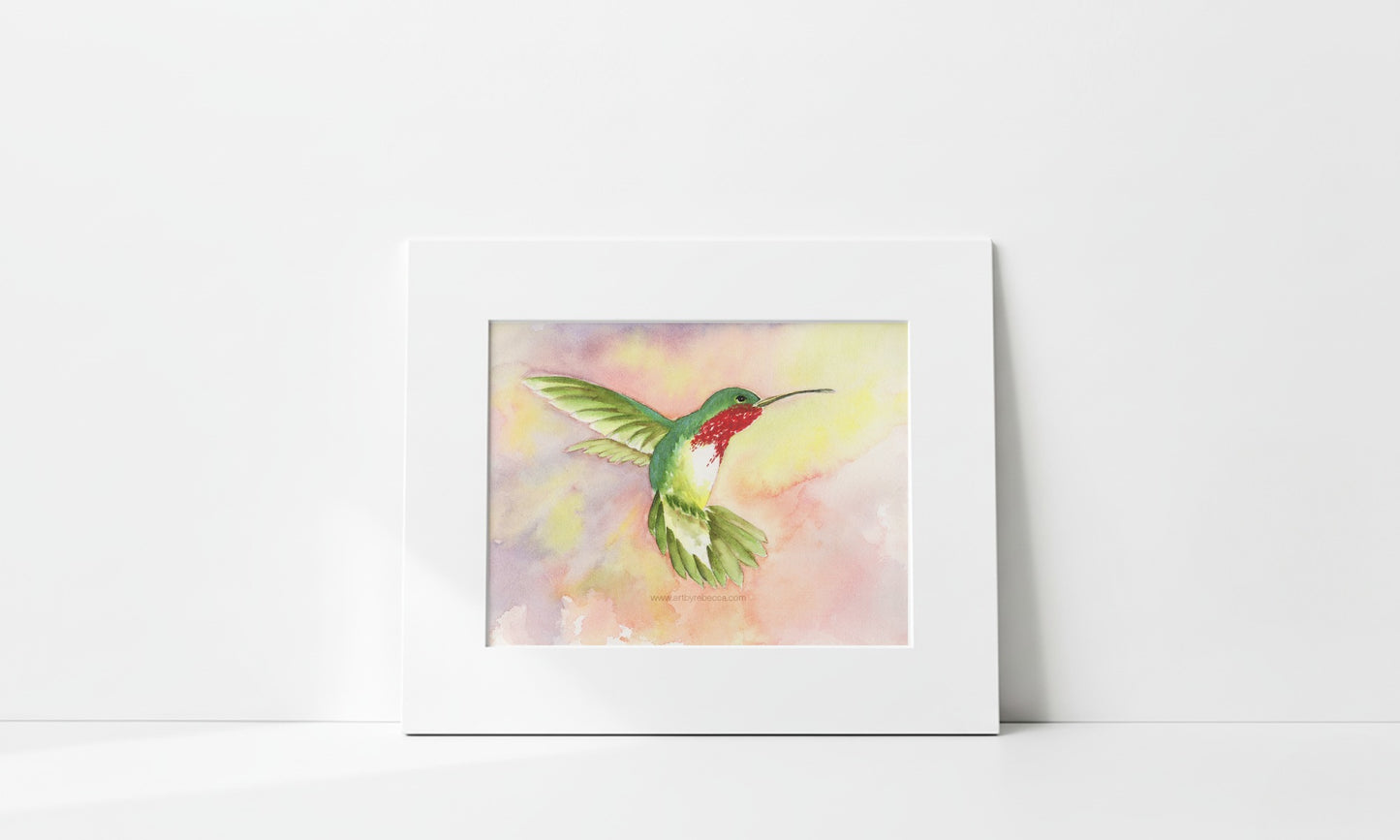 "Ruby-Throated Hummingbird" Art Print