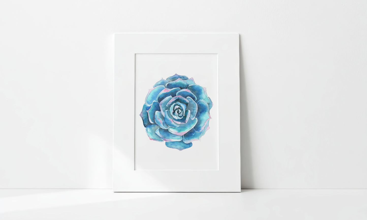 "Blue Radiance Succulent" Art Print