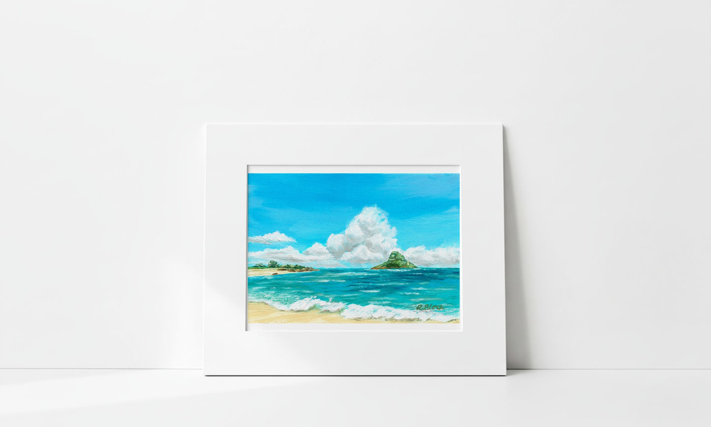 "Mokoli'i Morning" ("Chinaman's Hat") - Hawai'i Island Beach Art Print