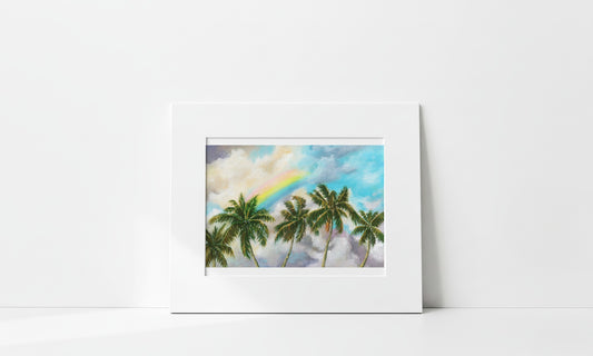 "Rainbow and Palms in Waikele Skies" Art Print