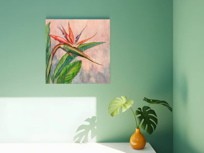 "Bird of Paradise" (Watercolor on Wood)