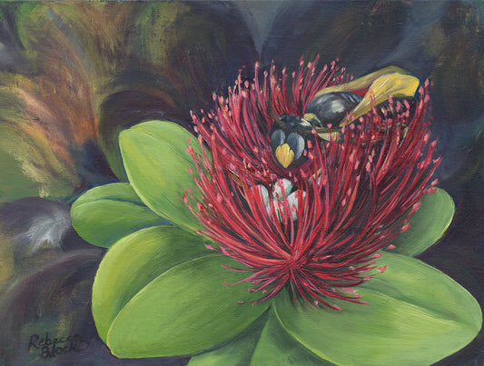 "Nalo Meli Maoli" - Hawaiian Yellow-Faced Bee Original Art
