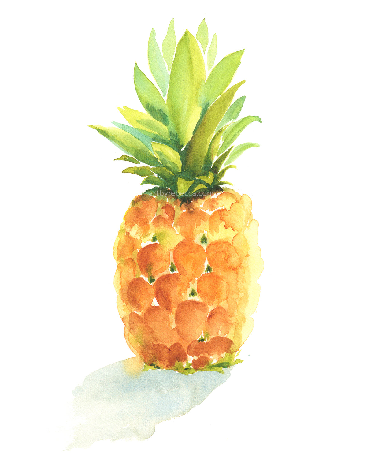 Watercolor illustration of a pineapple on a white background